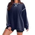 thumbnail image 1 of Penkiiy Chandails à Manches Longues pour Femmes, Col Rond, Fermeture Éclair Latérale, Hauts Tendance Automne 2024, S, Marine, 1 of 7