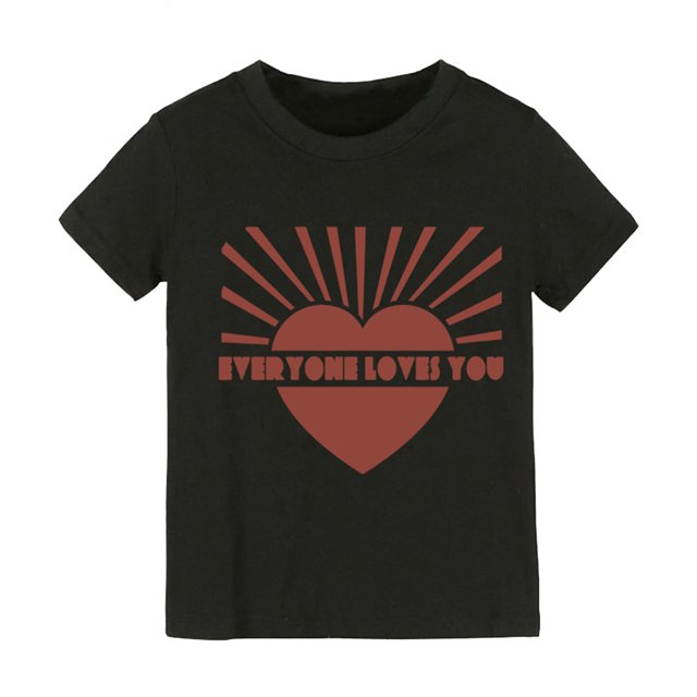 Cathalem T-shirt à Manches Courtes pour Garçons, Mode Graphique, Col Rond, Chandail Mignon, Crop Top Basique pour Fille, Noir 14