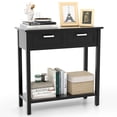 thumbnail image 1 of Gymax Narrow Console Table with Drawers Retro Accent Sofa Table w/ Open Storage Black, 1 of 10