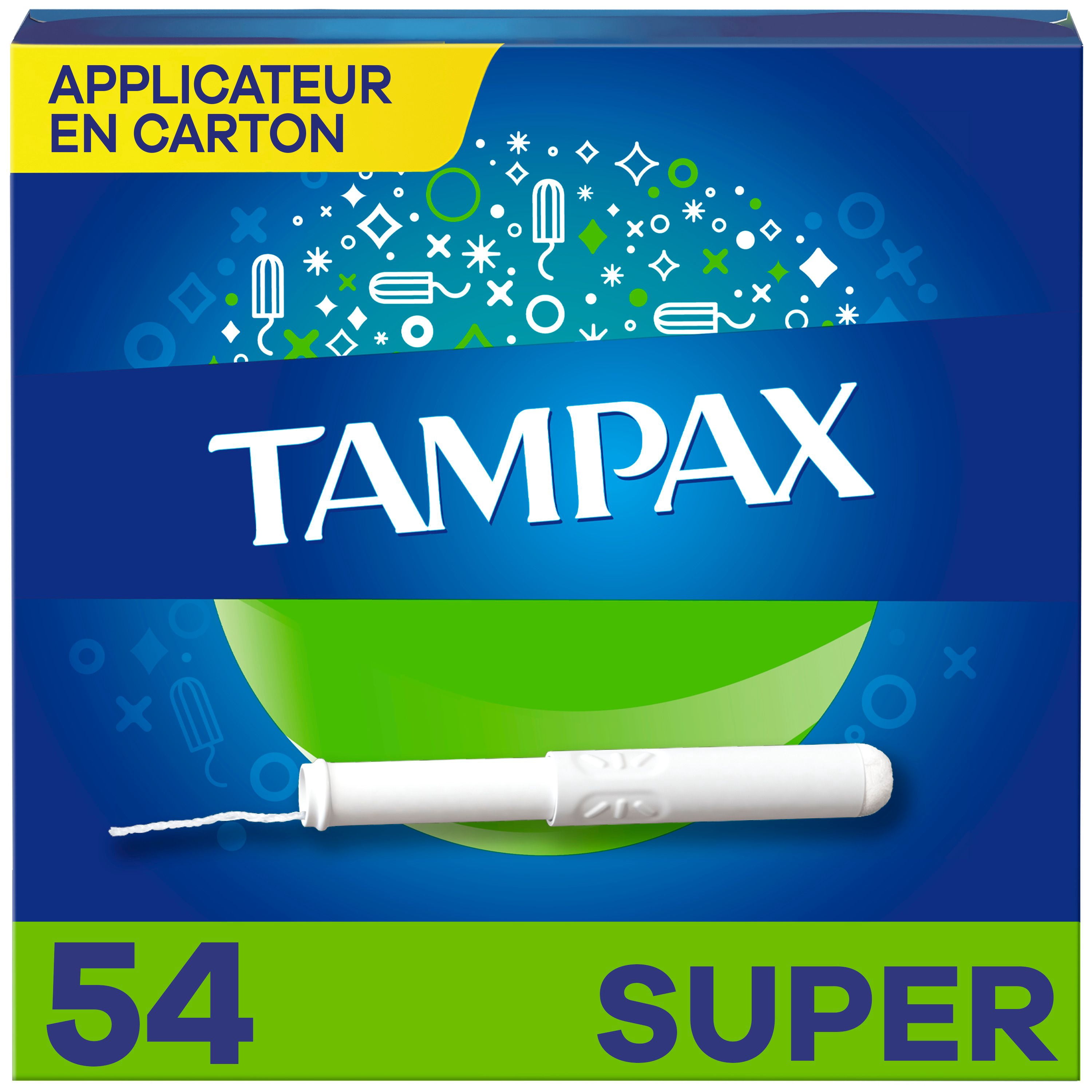 Tampax Tampons avec Applicateur en Carton Absorption Super, Prise Antidérapante, Jupette Anti-Fuites, Non Parfumés