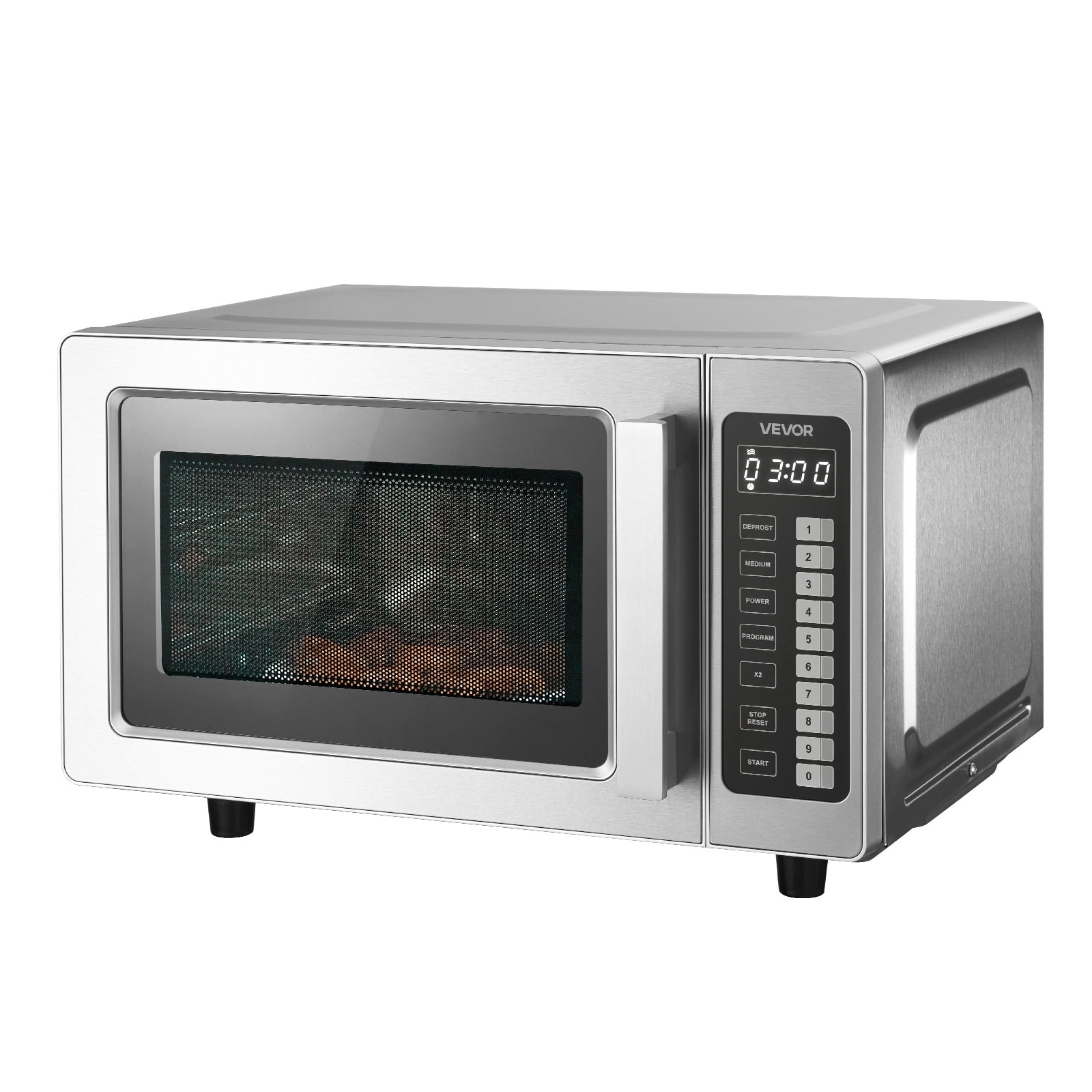 VEVOR Countertop Microwave Oven, 0.9 Cu Ft, 1000W Digital Stainless Steel Microwave Oven with Touchscreen, 10 Cooking Presets, 5 Power Levels