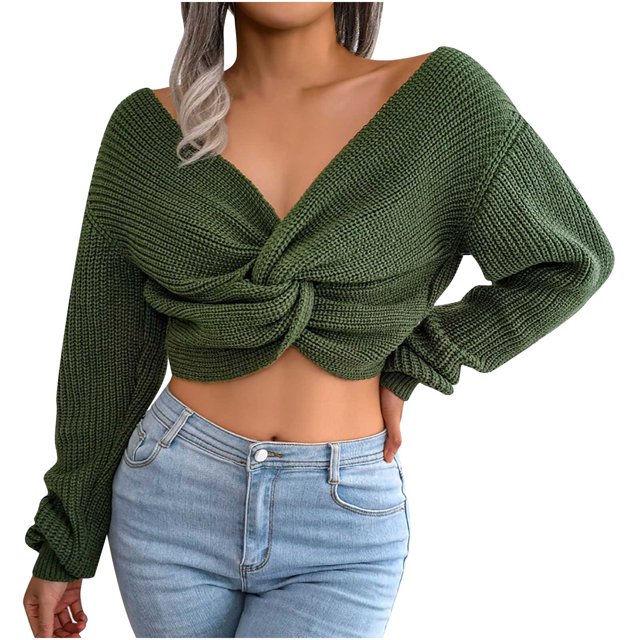 Chandail à Épaules Dénudées Mode Femme Décontracté Coloré Manches Longues Chandail Tricoté à Épaules Dénudées Chandail à Col Rond Chandail à Épaules Dénudées Chandail à Col Rond