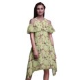 thumbnail image 1 of Bimba Robe à Volants Beige Imprimée Oiseaux pour Femmes Épaules Dénudées - XX-Grand, 1 of 1