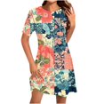 thumbnail image 2 of Ovzne Robes d'Été pour Femmes 2025 Robe d'Été Mode pour Femmes Robe à Col Rond à Manches Courtes Imprimée Robe Chandail Grande Taille Robe Maxi à Manches Courtes Liquidation, 2 of 5