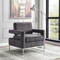 thumbnail image 2 of Meridian Furniture Fauteuil d'Appoint en Velours Gris Noah, 2 of 9