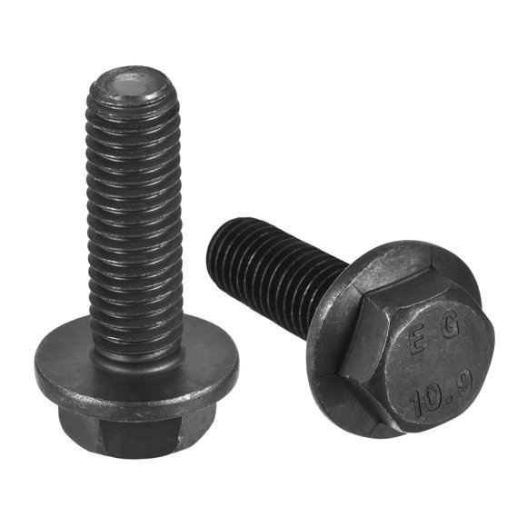 Unique Bargains M10x30mm Hex Flange Bolts, 6 Pack 10.9 Grade Carbon Steel Hexagon Head Screws