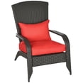 thumbnail image 1 of Outsunny Chaise Adirondack en Rotin Chaise de Foyer en Osier avec Coussin Rouge, 1 of 10