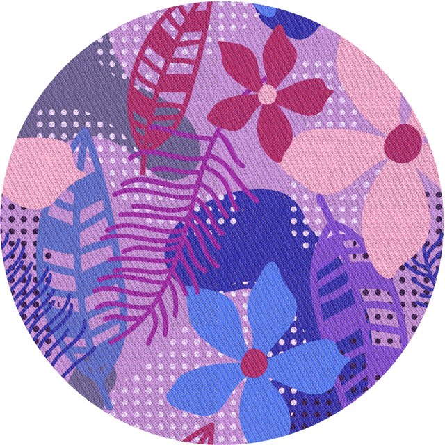 Ahgly Tapis Rond Lavable en Machine Intérieur Transitionnel Orchidée Foncée Violet, 3 Pieds Rond