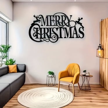 UsRHHA Metal Merry Christmas Wall Decoration, Holiday Hanging Sign for Home Kitchen Living Room, Xmas Wall Decor