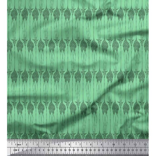 Soimoi Green Velvet Fabric Giraffe Animal Print Sewing Fabric BTY 58 Inch Wide