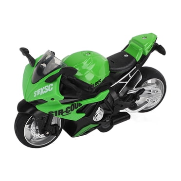Modèle de Moto en Alliage, Jouet de Moto pour Enfants Haute Simulation avec Effets Sonores et Éclairage à Rétrofriction pour Exposition Vert, Bleu, Blanc