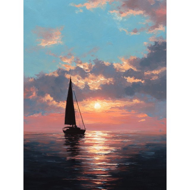 Qisvanset Sunset Tree Lake Reflection Canvas Print 12x16 Inch Scenic Wall Decor