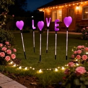 Amzcrzy Plastic Holiday Solar Lights Christmas Decorations Led Valentines's Day Solar Lights Valentines's Day Classic Shape Elementals Holiday Outdoor Garden Yard Decoration One Tow Six