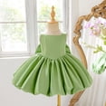 thumbnail image 4 of HXWCHs Robe Sans Manches Filles Robe de Fête Formelle Nœud Papillon Tutu Robe Sans Manches pour Tout-Petit Concours Performance Vert 9-12 Mois, 4 of 7
