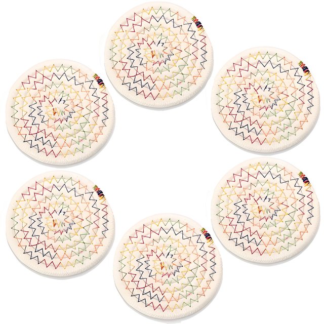 tredstone 6Pcs Sets de Table Résistant aux Taches Antidérapant Cup Coussin Fait à la Main Isolation Ronde Tresse Cuisine Fournitures Colorées Blanc