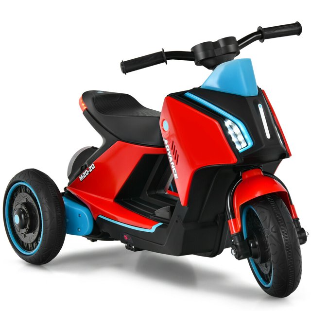 Gymax Kids Ride on Motorcycle 6V Battery Powered 3 Wheel Motorbike w/ Music Horn Red