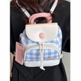 thumbnail image 2 of Supershield Cute Checkerboard School Backpack, Small Aesthetic Travel Bag for Girls - Blue, 2 of 5