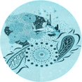 thumbnail image 1 of Ahgly Tapis Rond Lavable en Machine Intérieur Transitionnel Bleu Électrique, 3 Pieds Rond, 1 of 7