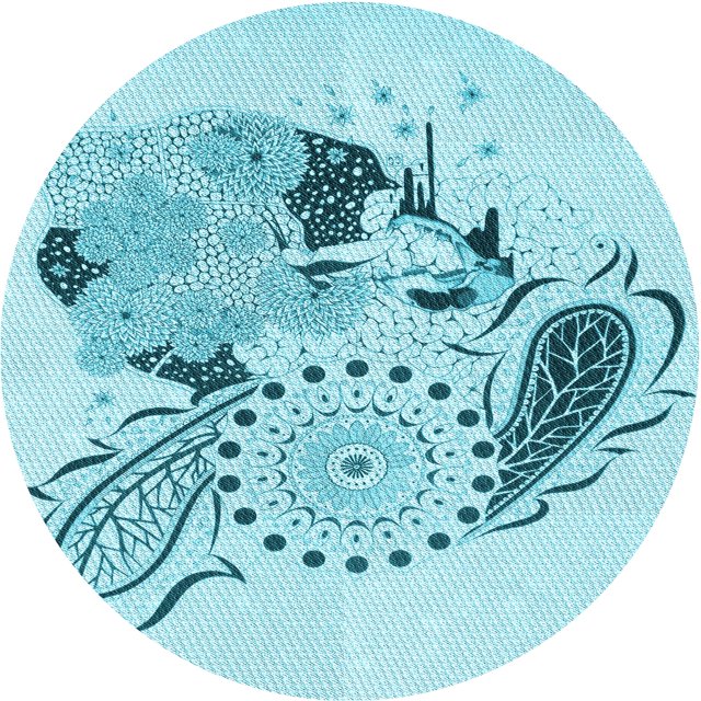 Ahgly Tapis Rond Lavable en Machine Intérieur Transitionnel Bleu Électrique, 3 Pieds Rond