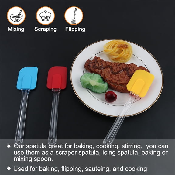 Unique Bargains Ensemble de 3 Spatules en Silicone Flexibles pour Cuisine Résistant à la Chaleur Bleu Jaune Rouge