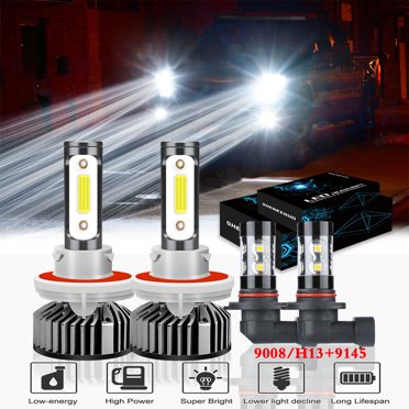 Fit For Ford F-150 2004-2014 LED Headlight Bulbs,9008 H13 High Beam and Low Beam 9145 Fog light,Pack of 4, SHENKENUO