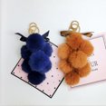 thumbnail image 4 of Faux Fur Ball Keychain Bowknot Grape Design Pom Pom Ball Charm Purse Pendant, 4 of 10