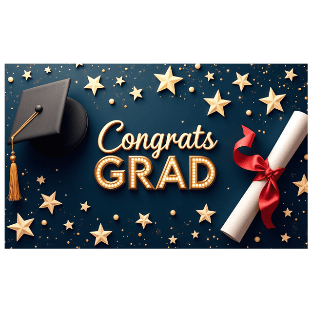 Graduation Party Supplies Congrats Grad Banner Backdrop Background with Balloons and Confetti Decorations for Graduation Ceremony Celebration Classroom Event