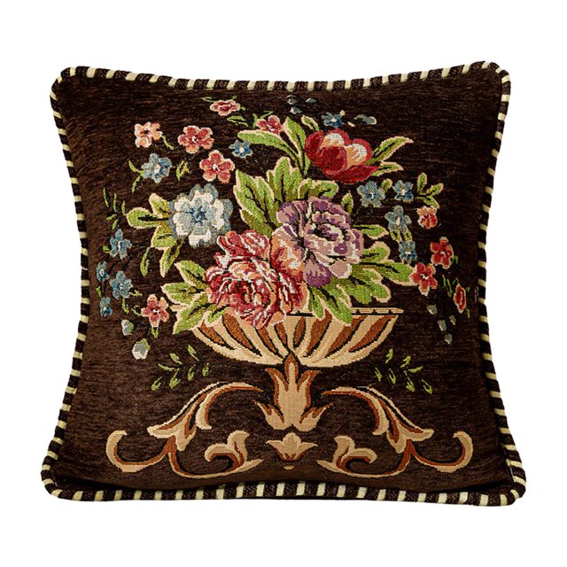 GROWTH TANK 19x19inch Jacquard Pillow Cover Machine Wash Floral Pattern Pillowcase for Sofa, Coffee