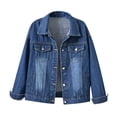 thumbnail image 1 of Yuyuzo Women's Oversized Denim Jacket Jean Long Sleeve Lapel Button down Spring Jacket Coat Outwear, 1 of 4