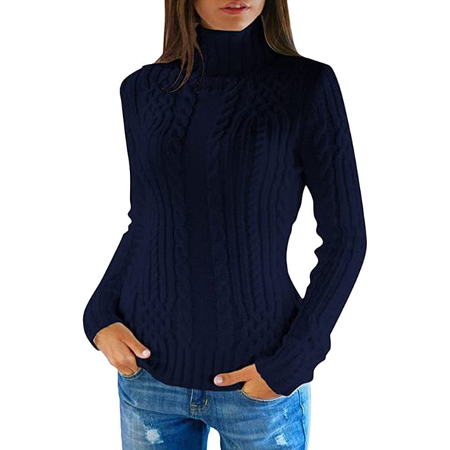 2025 Chandails à Col Bénitier pour Femmes d'Automne et d'Hiver pour Femmes Col Roulé Régulier à Manches Longues Chandail à Col Roulé pour Femmes Tricoté