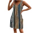 thumbnail image 2 of Ovzne Robes d'Été pour Femmes Robe pour Femme Mode d'Été pour Femmes Imprimé Poche Sans Manches Robe à Col en V Robe d'Été Imprimée Liquidation, 2 of 6