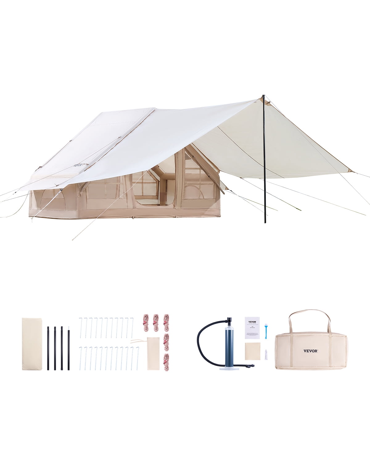 VEVOR Inflatable Tent for Camping 3-5 Person Glamping Tent with Pump Canopy