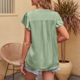 thumbnail image 4 of Women's V Neck Blouse Short Ruffle Sleeve Ladies Work Shirts Solid Color Casual Comfy Summer Tops Office Blouses Tunics, 4 of 5