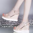 thumbnail image 5 of LSLJS Summer Ladies Shoes Fish Mouth Medium Wedge Heel Metal Buckle Women's Sandals, 5 of 5