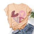 thumbnail image 1 of Babysbule Liquidation de Hauts pour Femmes Mode Femmes Saint-Valentin Amour Imprimé T-shirt à Manches Courtes Nouveauté Hauts Graphiques, 1 of 3