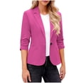 thumbnail image 2 of Vestons Décontractés pour Femmes, Ouverture devant, Manches 3/4, un Bouton, Vestes de Travail/bureau, Blazer Rose Vif, 2 of 9