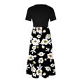 thumbnail image 3 of Robes d'Été Grande Taille pour Femmes 2024 Col Rond Manches Courtes Mi-Mollet Double Poche Robe à Imprimé Floral Robe à Manches Courtes Col Rond Économisez jusqu'à 65 % de Rabais!, 3 of 4