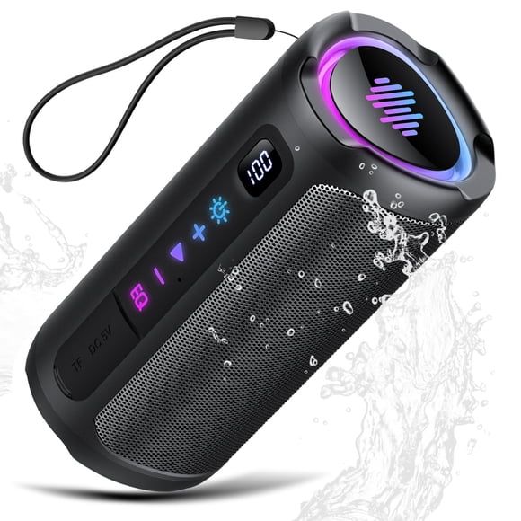 Bluetooth Speaker, 2026 Portable Wireless Speakers with Led Light, Bluetooth 5.4, 30H Playtime, Enhanced Bass, IPX7 Waterproof, Outdoor Speaker for Travel, Sport, Party, Biking.