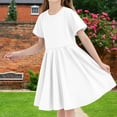 thumbnail image 4 of NTACZA Robe Midi pour Filles à Manches Courtes, Robe T-Shirt Décontractée, Robes T-Shirt pour Enfants, Ample et Fluide, Robe de Plage 7 Ans, 4 of 7