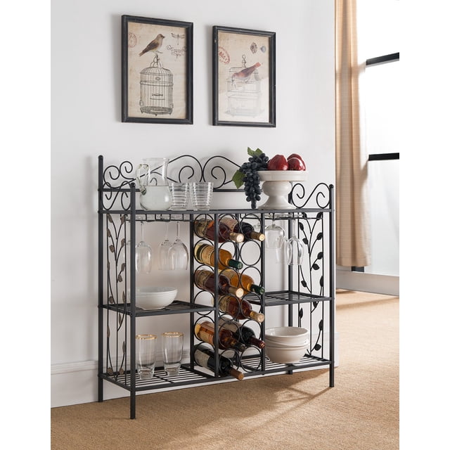 Kings Brand Furniture Table Console en Métal Casier à Vin Buffet Serveur