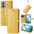 thumbnail image 1 of Étui à Rabat pour FOXDOCK Motorola Moto E15, Étui à Rabat en Cuir PU Gaufré Chat et Chien avec Fentes pour Cartes, Support, 1 of 6