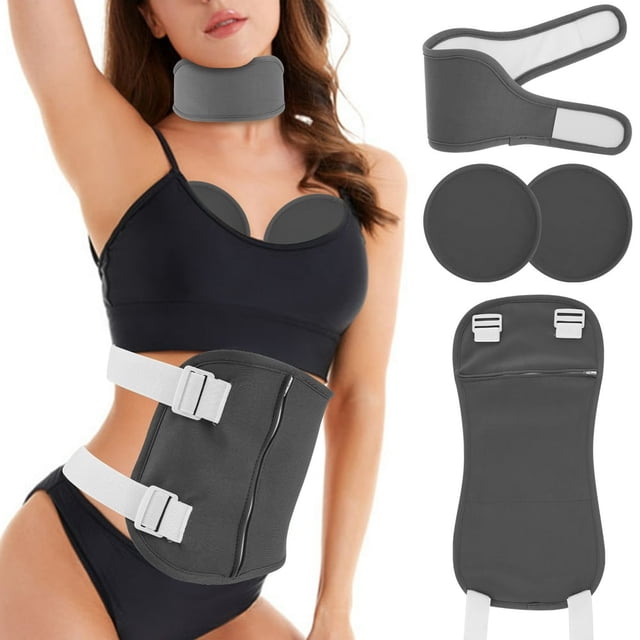 YOPTOP Huile de Ricin Enveloppante Réutilisable Ensemble de Paquets d'Huile de Ricin Biologique avec Sangle Élastique Ajustable Kaki, Gris
