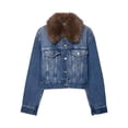 thumbnail image 2 of Ailaofu Veste en Denim Courte Style de Rue pour Femmes à Col, Manches Longues, Manteau Décontracté, 2 of 5