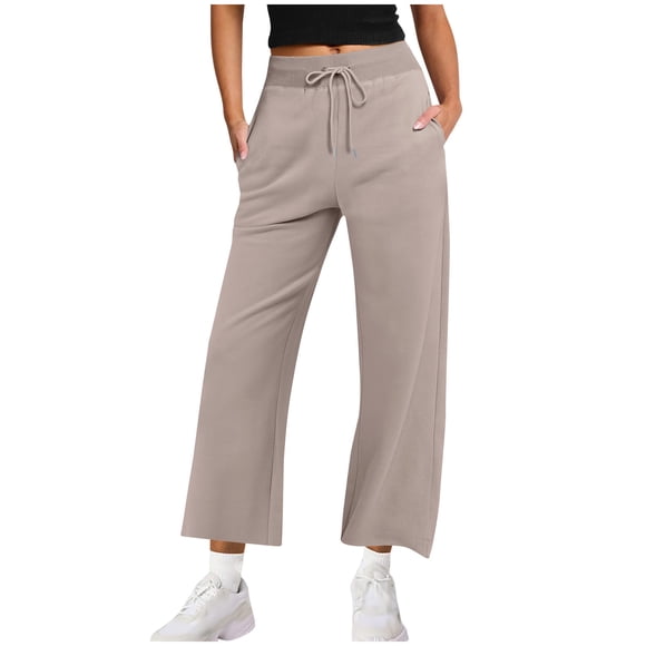 cfhntfmh Wide Leg Sweatpants for Women High Waisted Drawstring Casual Baggy Pants Loose Trousers 2024 Fall