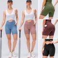 thumbnail image 3 of Women Yoga Shorts with Pockets Ribbed High Waist Push up, 3 of 8