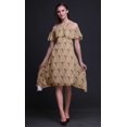 thumbnail image 4 of Bimba Orange Geometric Printed Womens Cold Shoulder Tunic Party Round Neck Shift Dress - Medium, 4 of 6