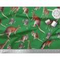 thumbnail image 2 of Soimoi Green Rayon Fabric Kangaroo & Giraffe Animal Print Fabric by Yard 56 Inch Wide, 2 of 3