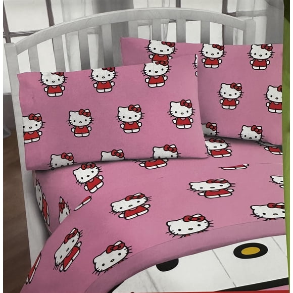 Jay Franco Twin Size Sheet Set 3 Pieces Kids Set (Hello Kitty Pink) Pink Black JF14545
