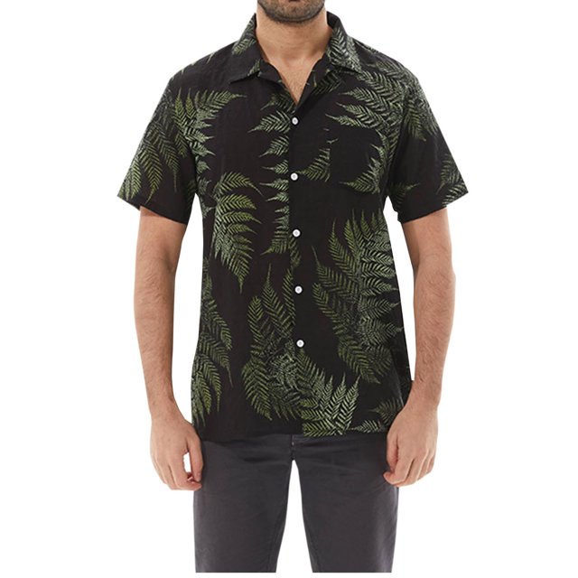 Birdeem Chemise à Manches Courtes pour Hommes, Mode Décontractée, Imprimé Feuille d'Érable