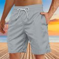 thumbnail image 2 of Yuyuzo Mens Shorts High Waisted Drawstring Quick Dry Summer Beach Swim Knee Length Shorts with Pockets, 2 of 4